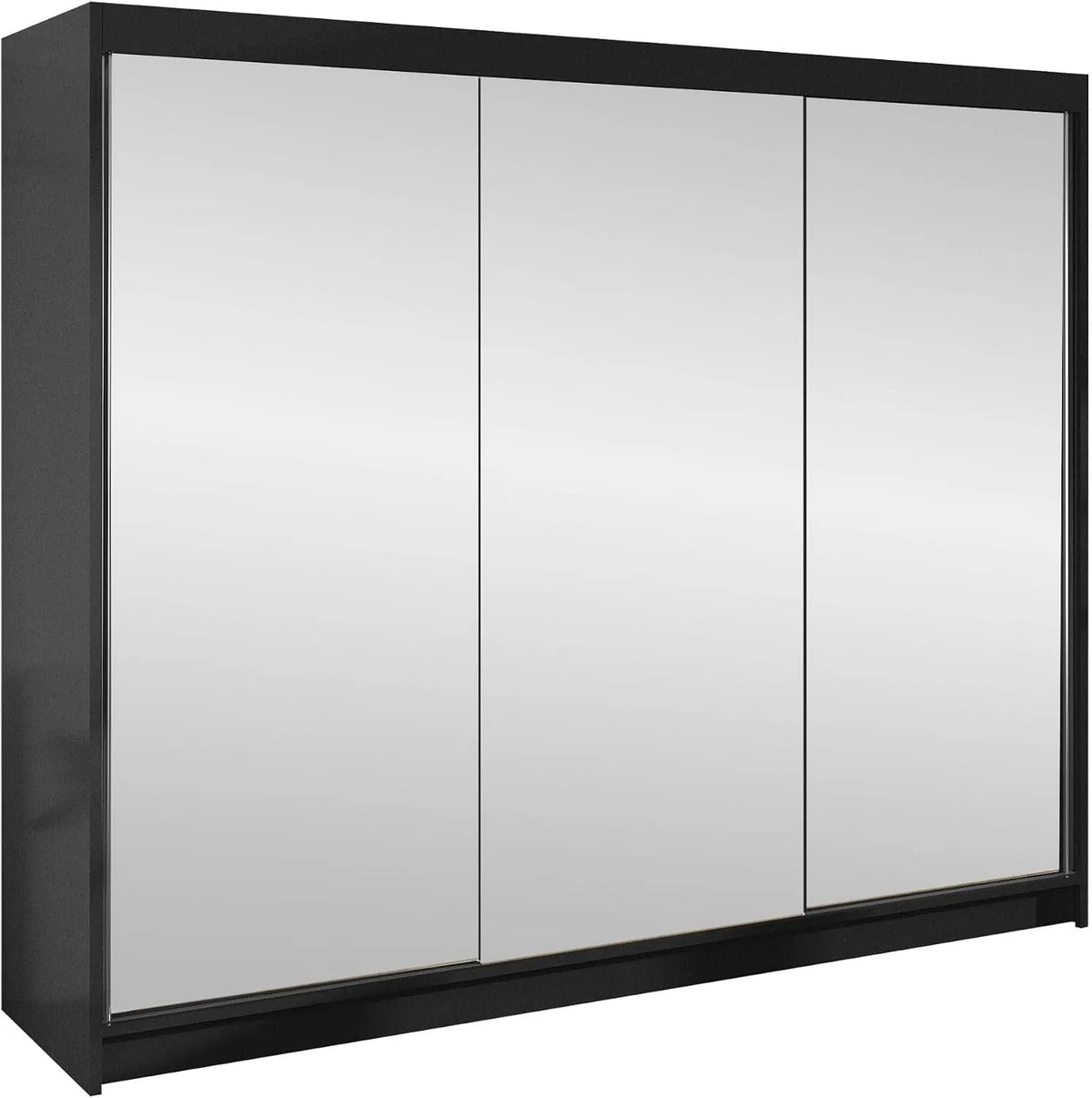 Kleiderschrank und Garderobenschrank: III, mit Kleiderstange, mit Spiegel, schwarz