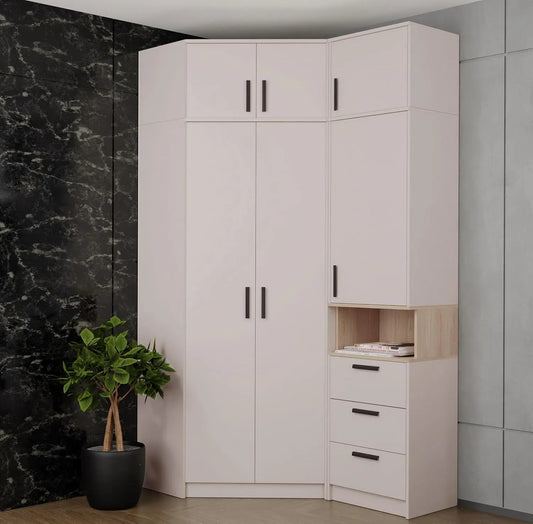 Kleiderschrank und Garderobenschrank — Cashmere, mit Kleiderstange, mit Einlegeböden, 91 × 235 × 143 cm