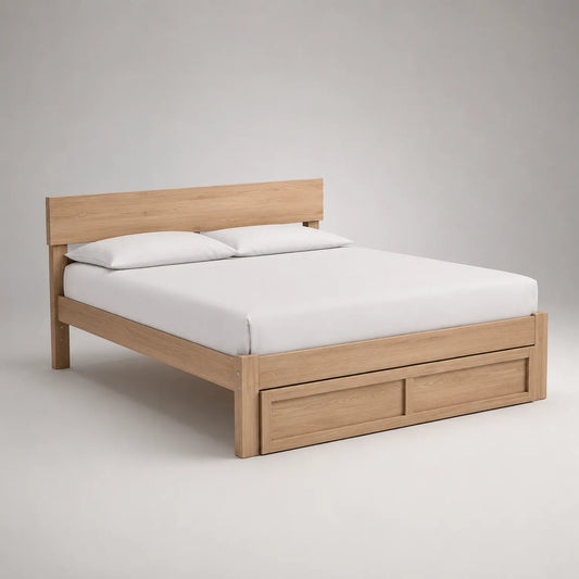 Holzbett 160x200 cm mit Kopfteil und Schubladen