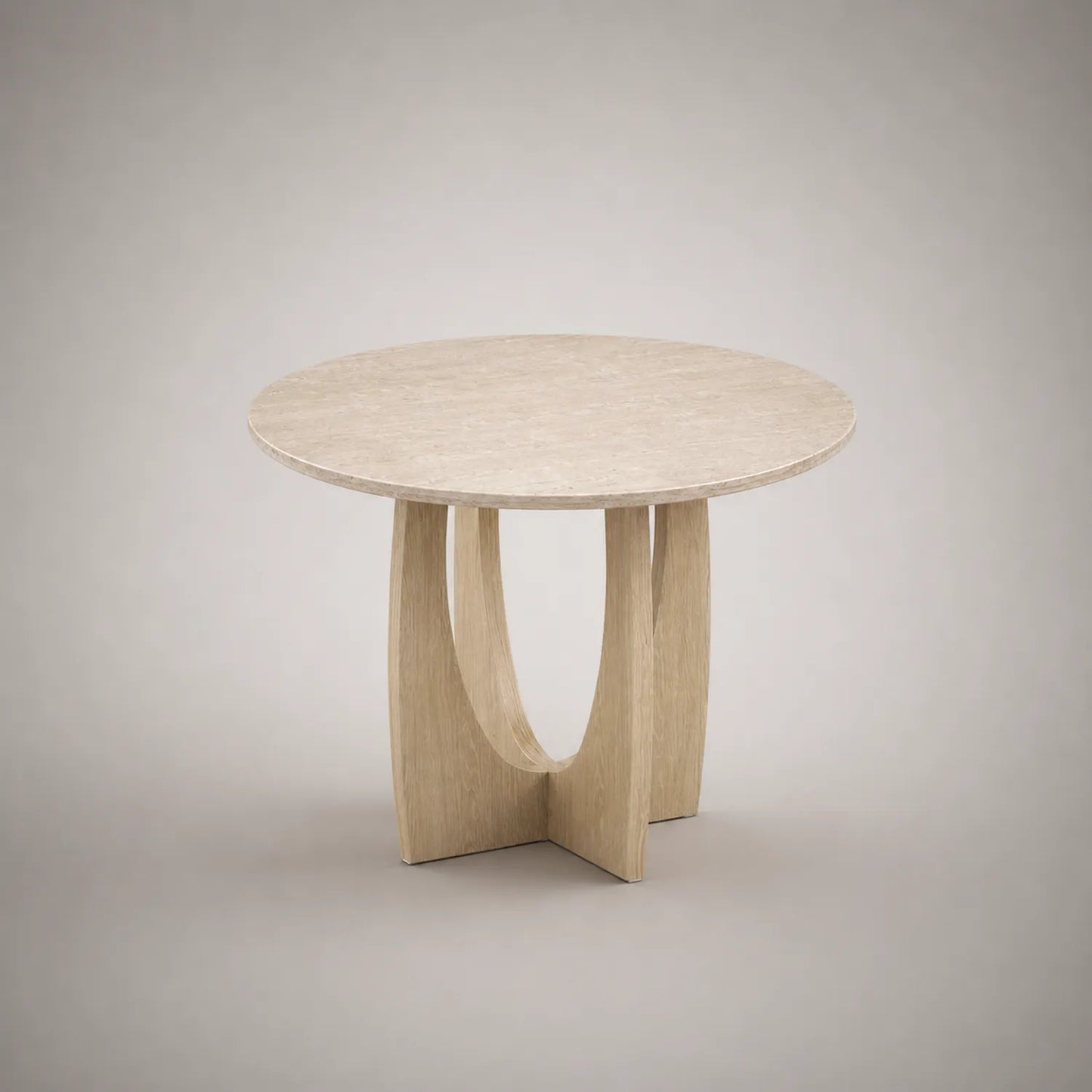 Runder Tisch 120cm Holz MDF Marmoroptik Beige