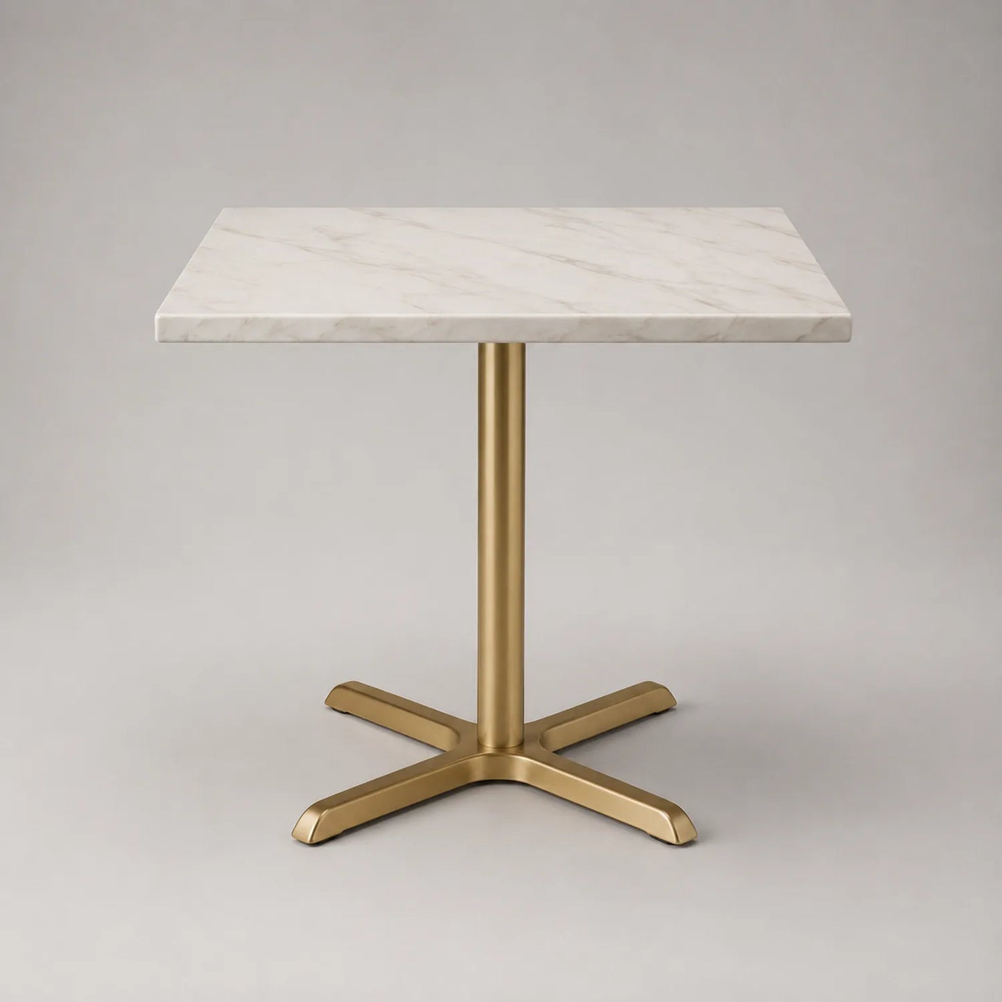 Quadratischer Esstisch mit Marmor und Metallgestell 75x75x75cm Weiß/Gold