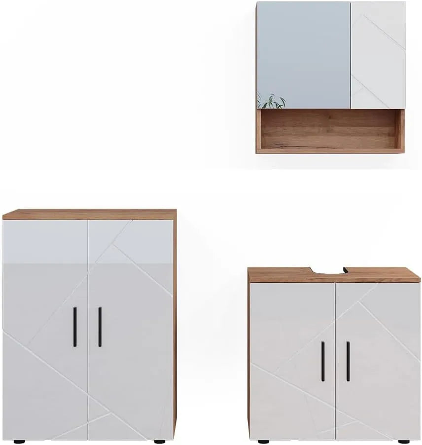 Vicco Badmöbel-Set Badezimmerschrank und Badmöbel: mit Spiegel, 80 cm, weiß