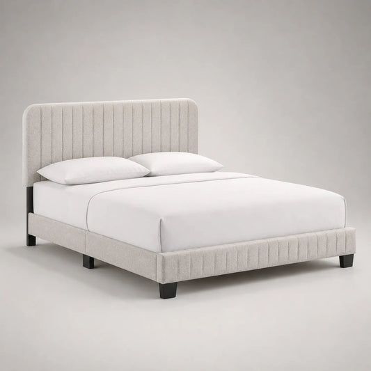 Polsterbett 160x200 cm Textilgewebe Beige
