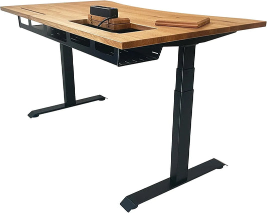 Kabelkanal: höhenverstellbar, aus Massivholz, 150 × 80cm, schwarz