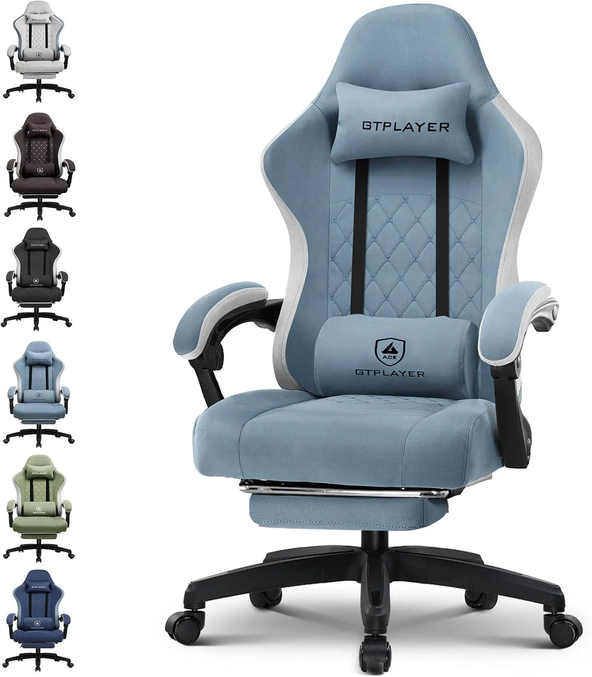 Sessel und Polsterstuhl — mit Armlehnen, mit Kissen, für Gaming, blau, mit Stoffbezug