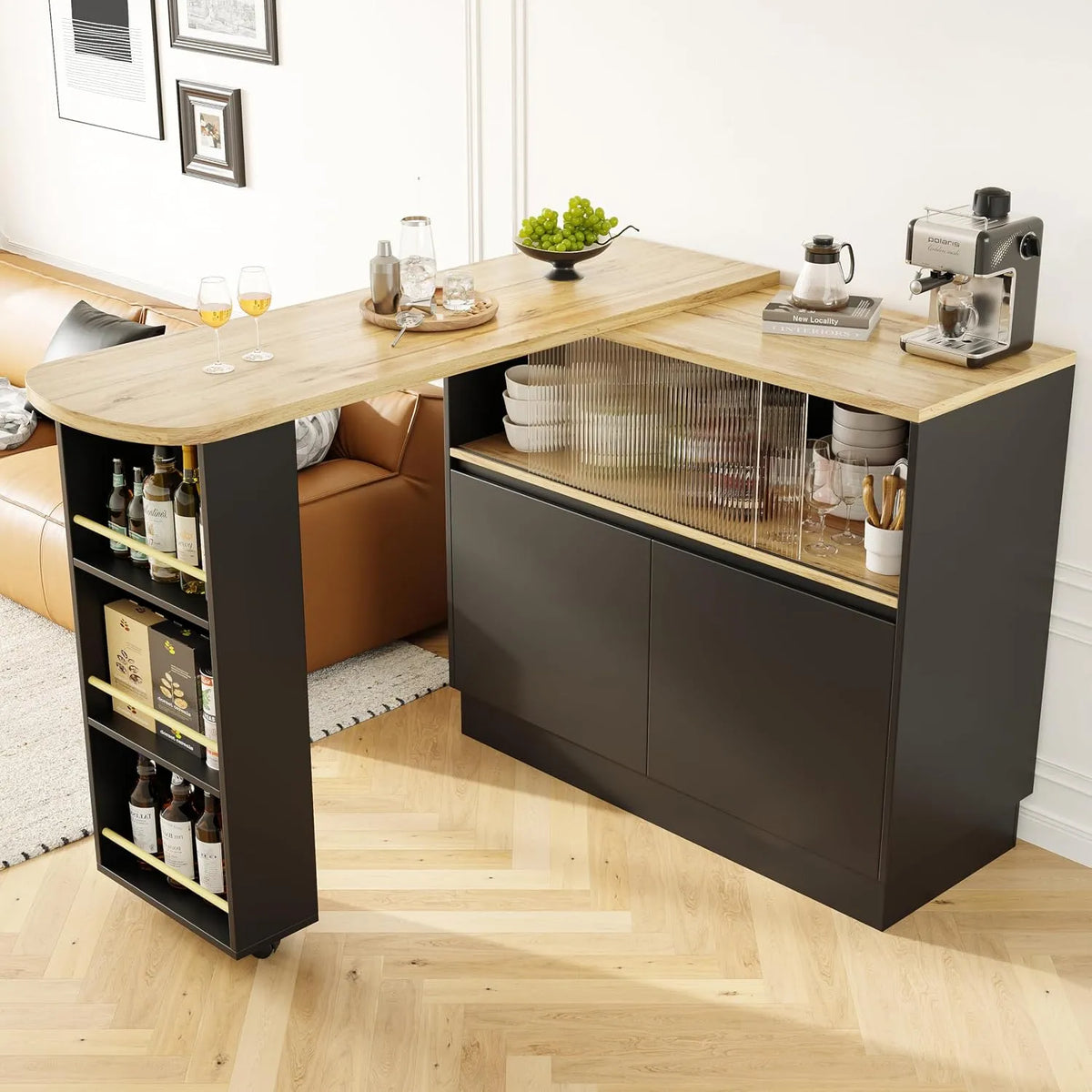 Sideboard und Anrichte – drehbar, 90 × 45 × 100 cm, schwarz