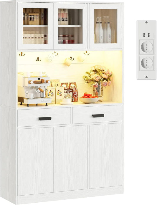 Küchenschrank — mit Schubladen, mit USB-Anschluss, LED-Anzeige, 2 Schubladen, 180 × 110 × 38cm, weiß