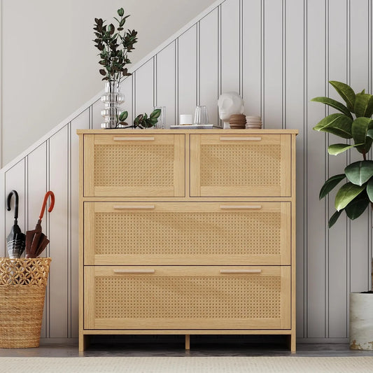 Küchenschrank — aus Holz, mit Schubladen, aus Massivholz, aus Polyrattan, 4 Schubladen, 80 × 38 × 80cm