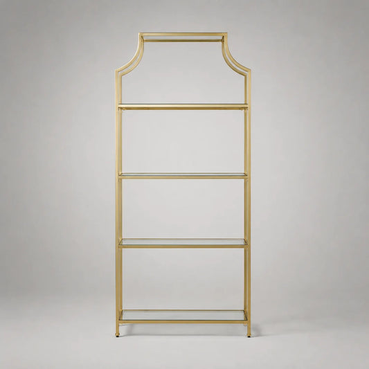 Metall- und Glasregal goldfarben, 180cm x 80cm x 30cm
