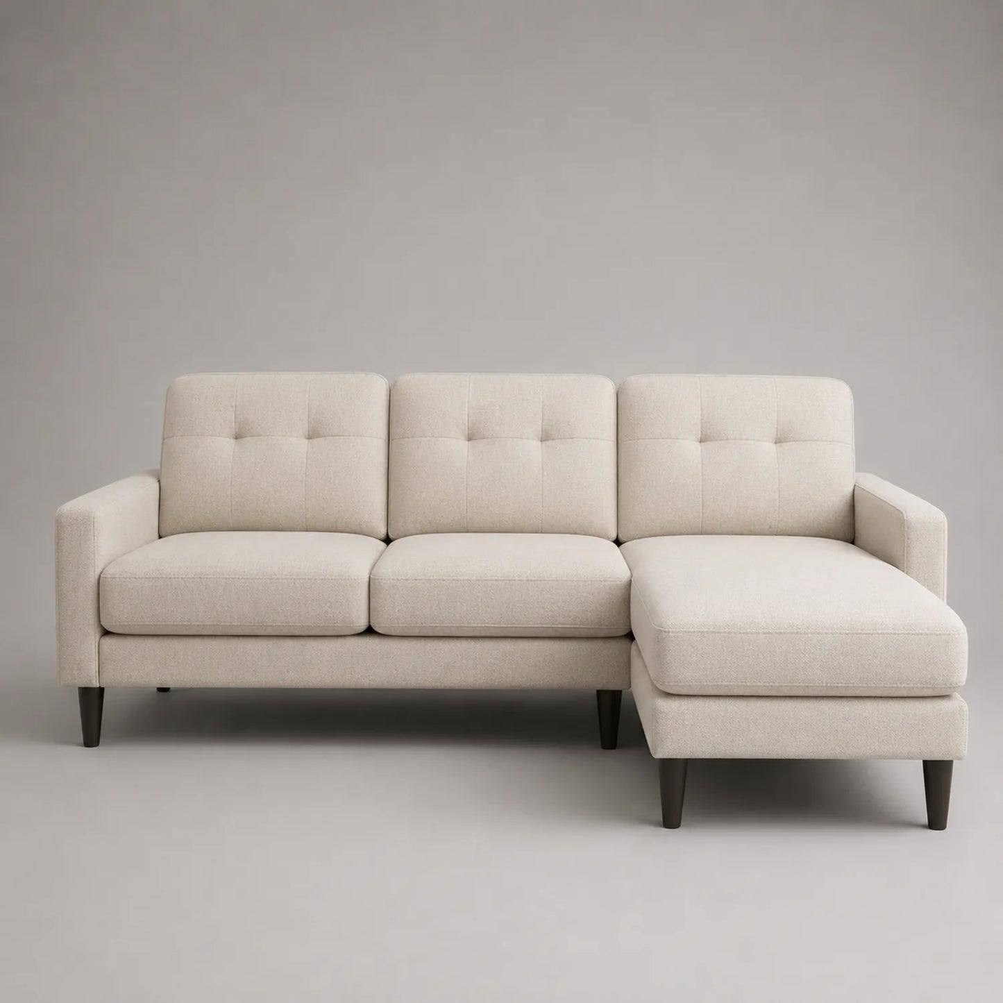 Ecksofa aus Holzrahmen und Polyestergewebe Beige 230 x 150 x 85 cm
