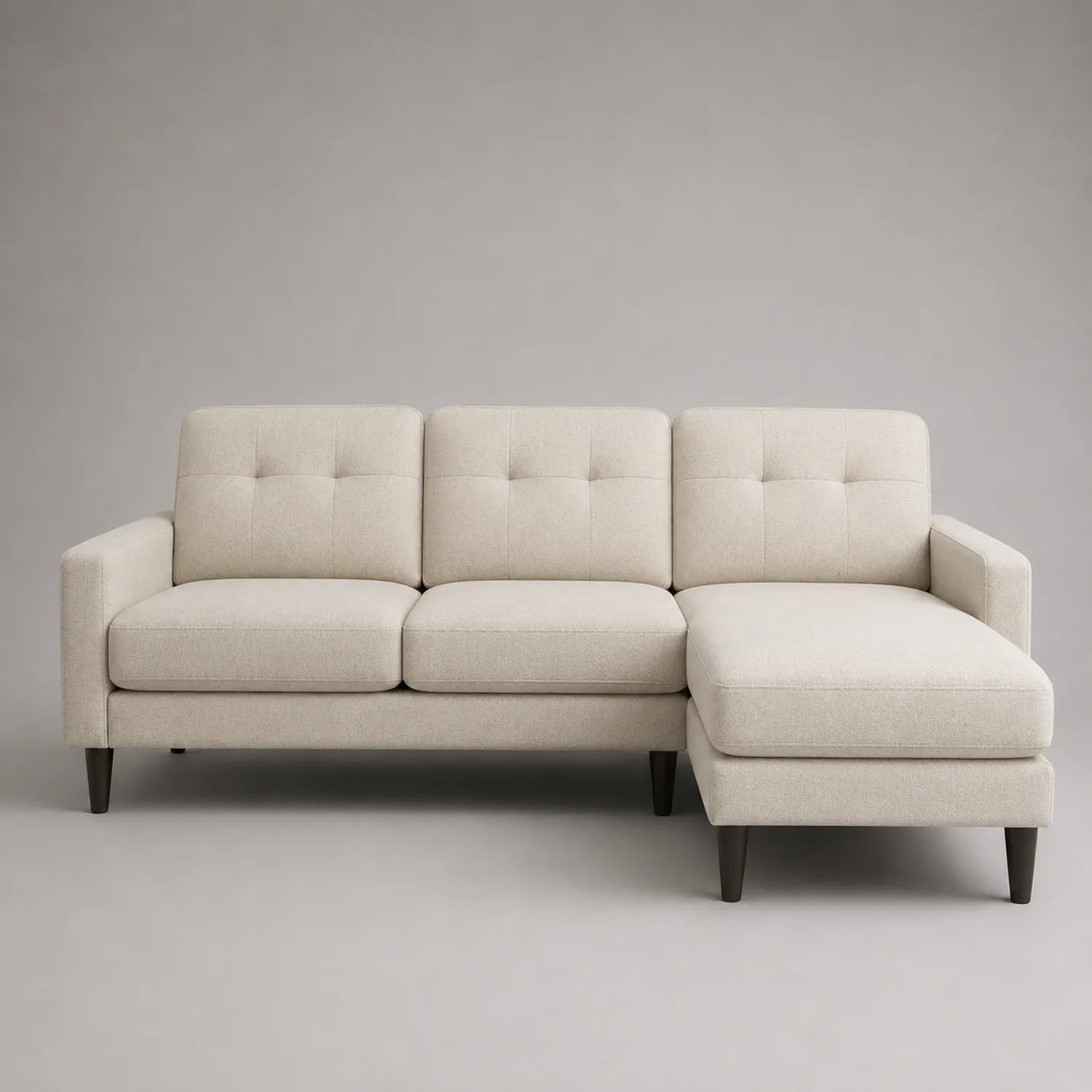 Ecksofa aus Holzrahmen und Polyestergewebe Beige 230 x 150 x 85 cm