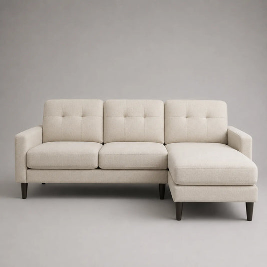 Ecksofa aus Holzrahmen und Polyestergewebe Beige 230 x 150 x 85 cm