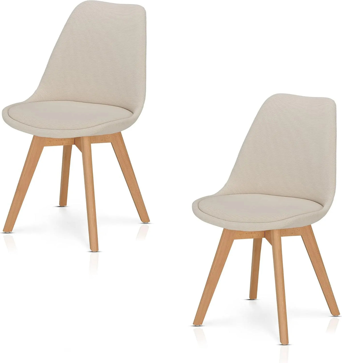 Esszimmerstuhl und Küchenstuhl — Creme, aus Kunststoff, mit Kissen, aus Massivholz, 2er Set, 150 kg, beige
