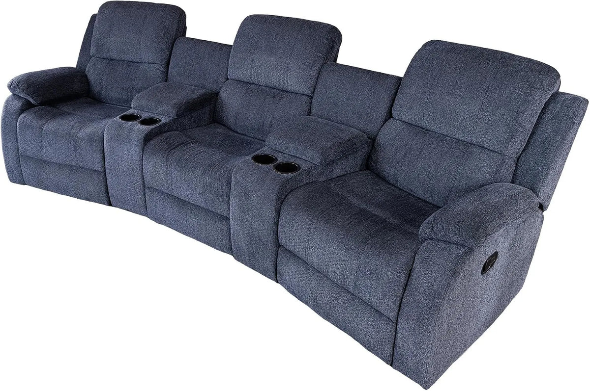 Relaxsessel und Fernsehsessel — aus Polyester, 3er Kinosessel, grau, mit Stoffbezug