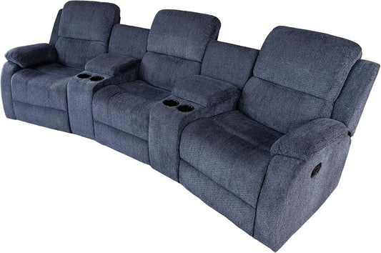 Relaxsessel und Fernsehsessel — aus Polyester, 3er Kinosessel, grau, mit Stoffbezug