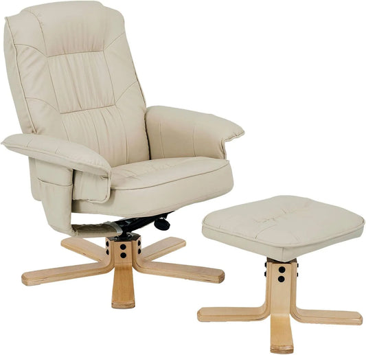 Relaxsessel und Fernsehsessel: beige, mit Lederbezug