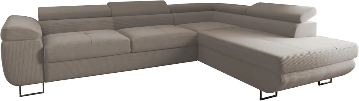 Ecksofa und Wohnlandschaft: Luna, rechte Ausrichtung, mit Stauraum, mit Bettkasten, mit Schlaffunktion, 275 × 202 cm, 193 × 125 cm, verstellbar
