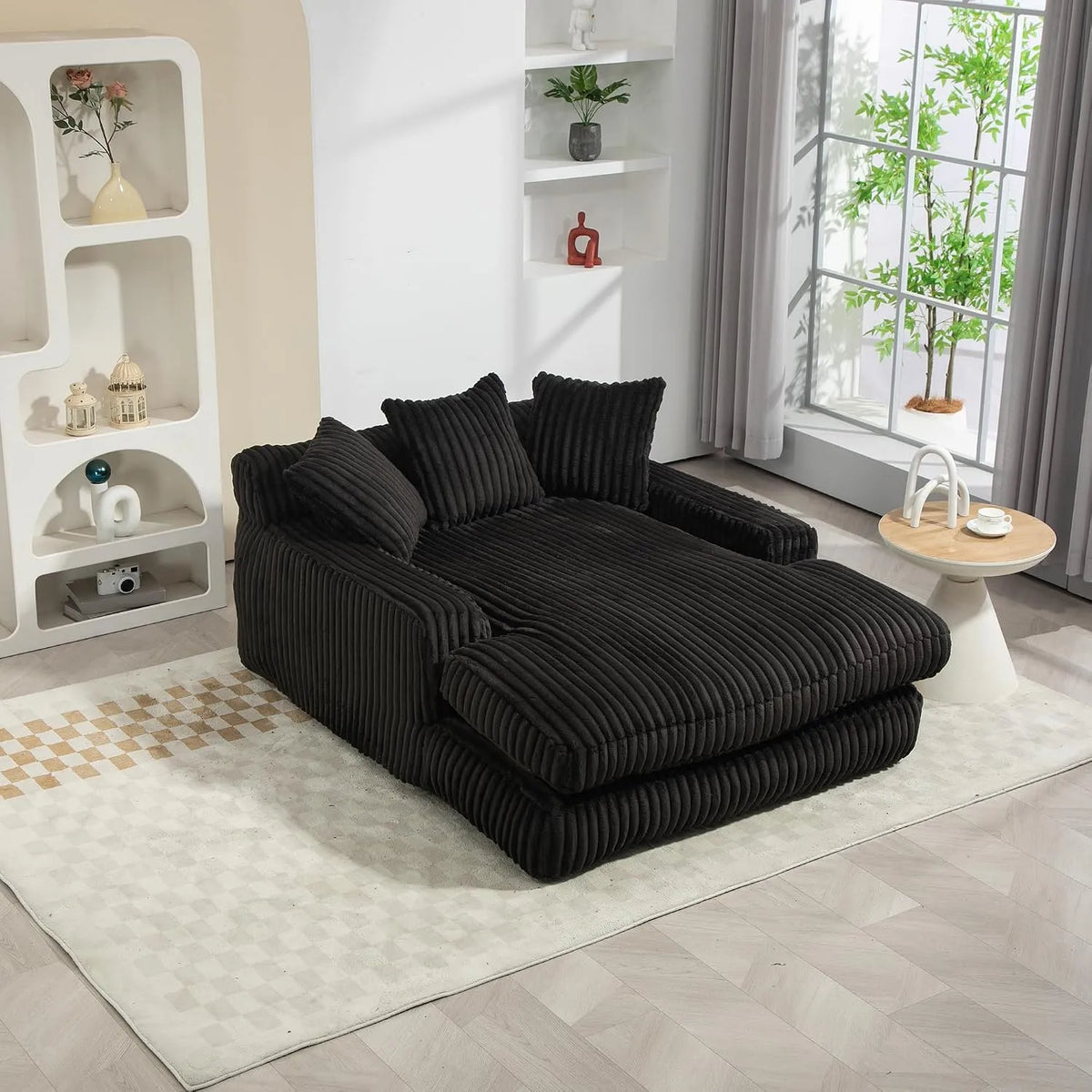 Schlafsofa und Sofabett: Cloud Couch, mit Cordbezug, mit Kissen, schwarz