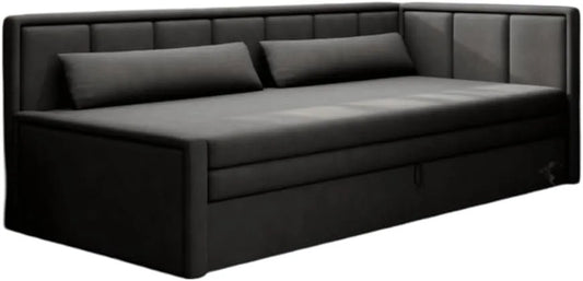 Sofa: rechte Ausrichtung, mit Stauraum, mit Schlaffunktion, mit Samtbezug, anthrazit