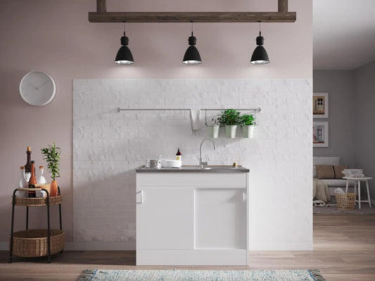Spülenschrank und Küchenunterschrank mit Spüle: 100 × 60 cm, weiß