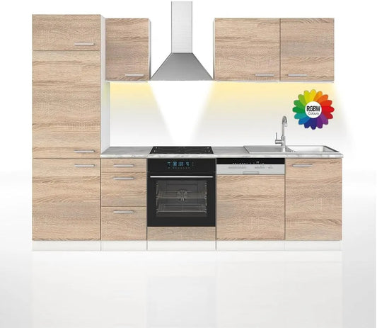 Vicco Küchenzeile – LED-Anzeige, 270 cm, weiß