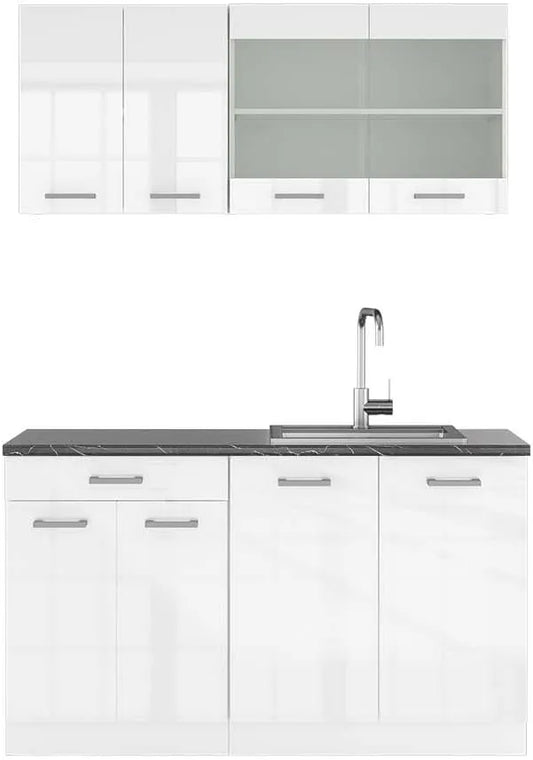 Vicco Singleküche R-Line: modular, 140 cm, anthrazit