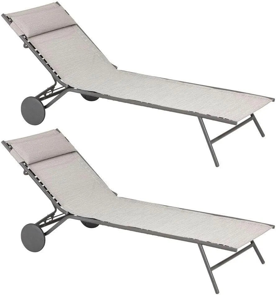 Lafuma MOBILIER Gartenliege und Sonnenliege – 2er-Set, grau