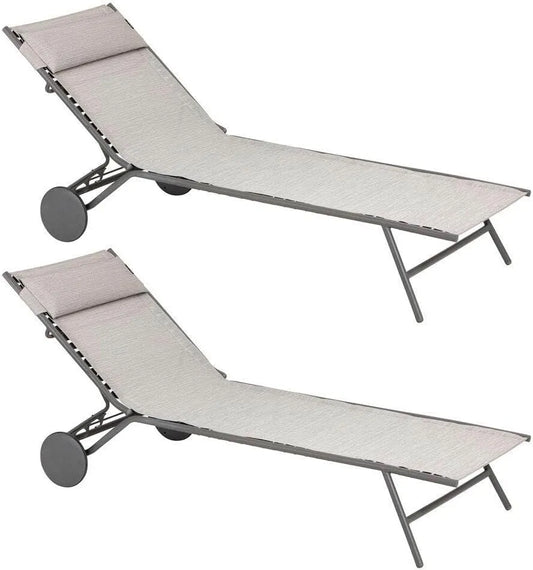 Lafuma MOBILIER Gartenliege und Sonnenliege – 2er-Set, grau