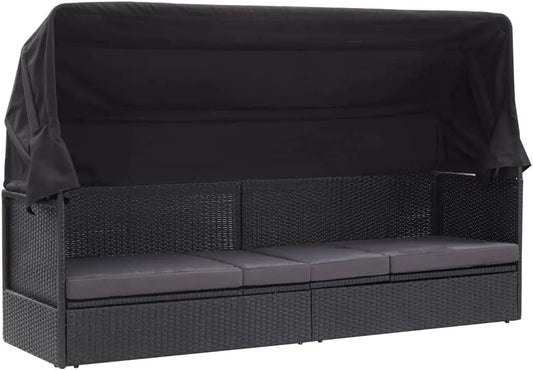 Schlafsofa und Sofabett — Lounge Poly, aus Polyrattan, schwarz