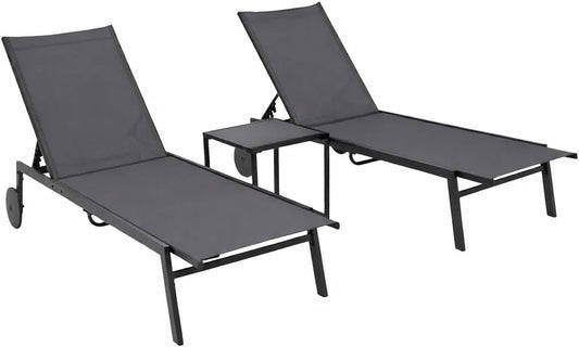 Gartenliege und Sonnenliege – aus Stahl, verstellbar, 3-teilig, anthrazit