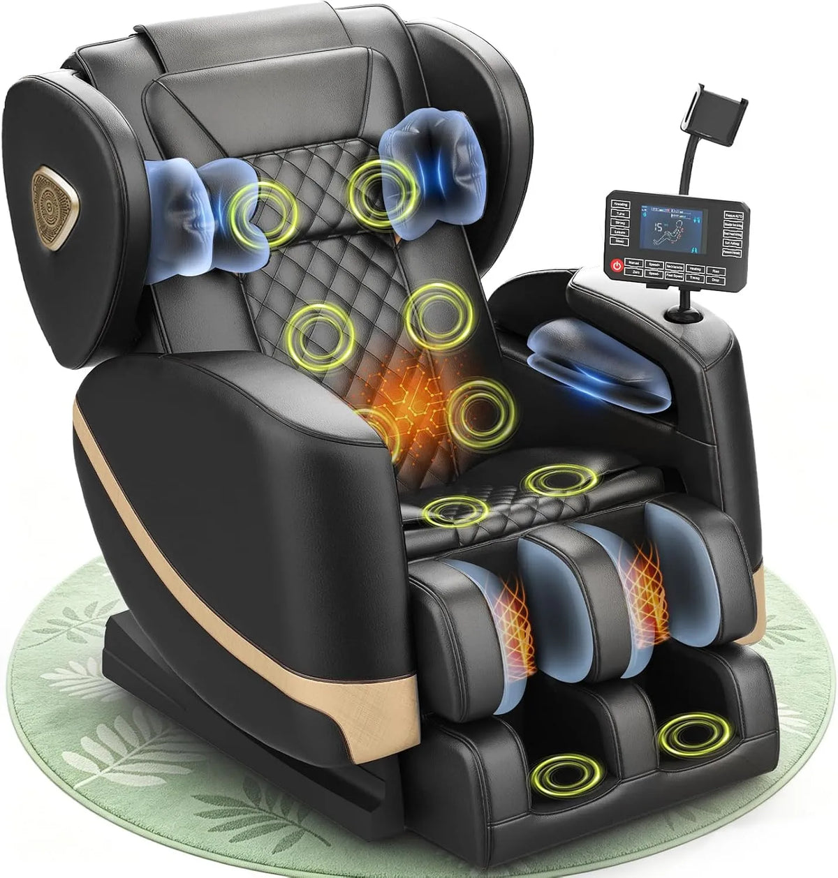 Massagesessel und Relaxsessel: Zero-Gravity-Position, Ganzkörpertraining, Bluetooth-Konnektivität, mit Rollen, schwarz