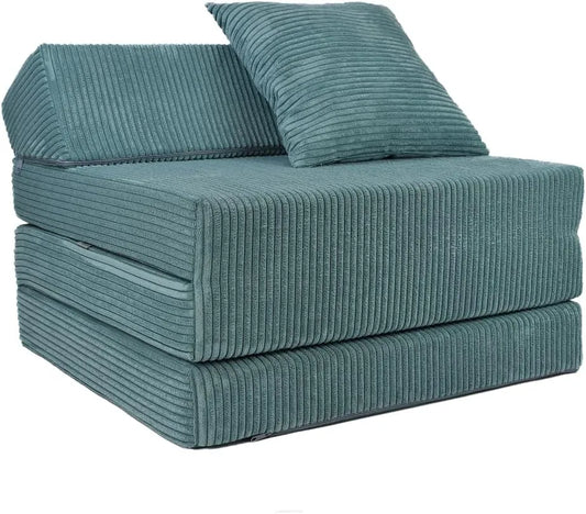 Bettkopfteil – Türkis, mit Cordbezug, Schaumstoffpolsterung, mit Kissen, klappbar, 200 × 70 × 10cm