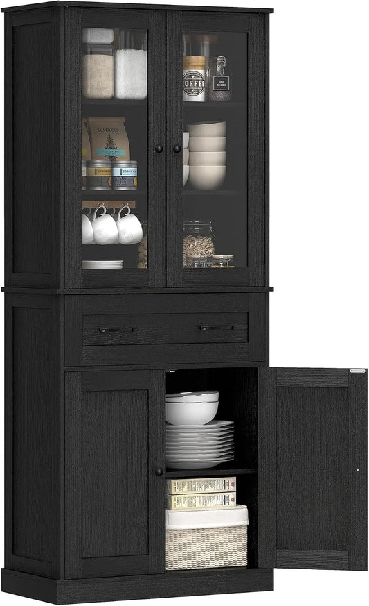 HOMCOM Küchenschrank: mit Schubladen, verstellbar, 76 × 40 × 182, 5 cm, schwarz