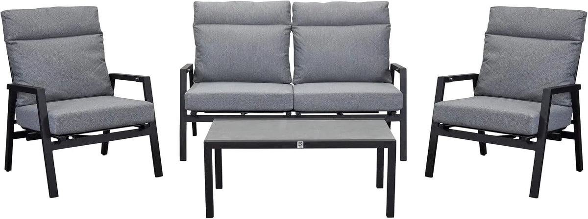 Gartenmöbel-Set und Lounge-Set – 4tlg, schwarz
