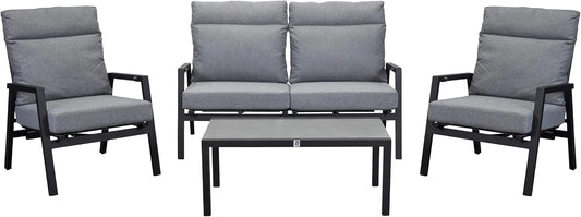 Gartenmöbel-Set und Lounge-Set – 4tlg, schwarz