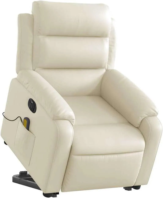 Relaxsessel und Fernsehsessel – aus PU-Leder, mit Relaxfunktion, mit Liegefunktion, verstellbar, beige, mit Massagefunktion