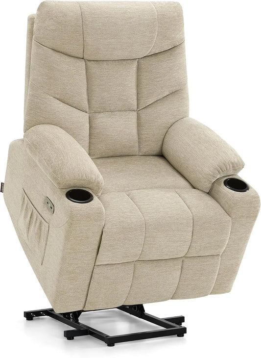 Relaxsessel und Fernsehsessel — mit Relaxfunktion, mit USB-Anschluss, mit Liegefunktion, beige, mit Stoffbezug