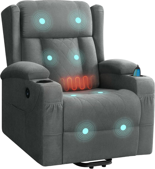 Massagesessel und Relaxsessel: mit Relaxfunktion, mit USB-Anschluss, mit Liegefunktion, verstellbar, grau