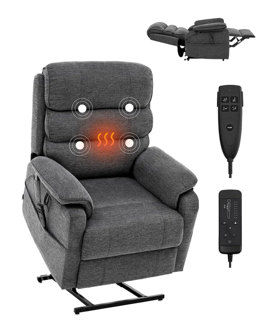 VEVOR Relaxsessel und Fernsehsessel — mit Liegefunktion, grau, mit Massagefunktion