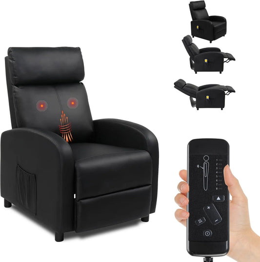 Relaxsessel und Fernsehsessel: mit Relaxfunktion, mit Rückenlehne, mit Liegefunktion, verstellbar, schwarz, mit Massagefunktion, mit Lederbezug