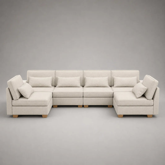 Modulares Sofa-Set Leinen Beige