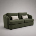 2-Sitzer Sofa mit grünem Polyesterbezug und Kissen