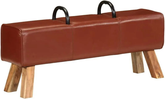 Hocker – mit Lederbezug, 110cm, braun, aus Metall