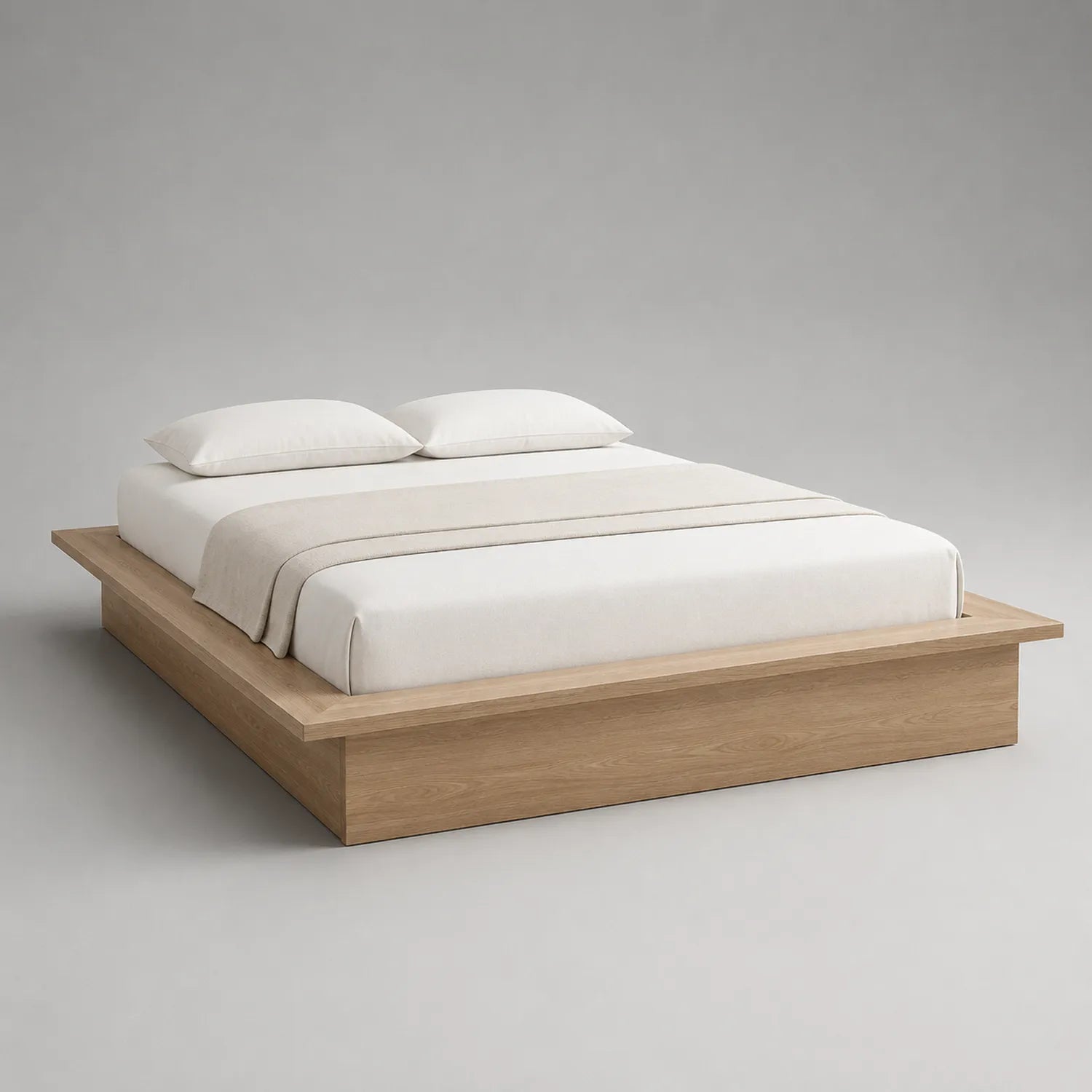 Doppelbett aus Eichenholz 200x180 cm Hellbraun