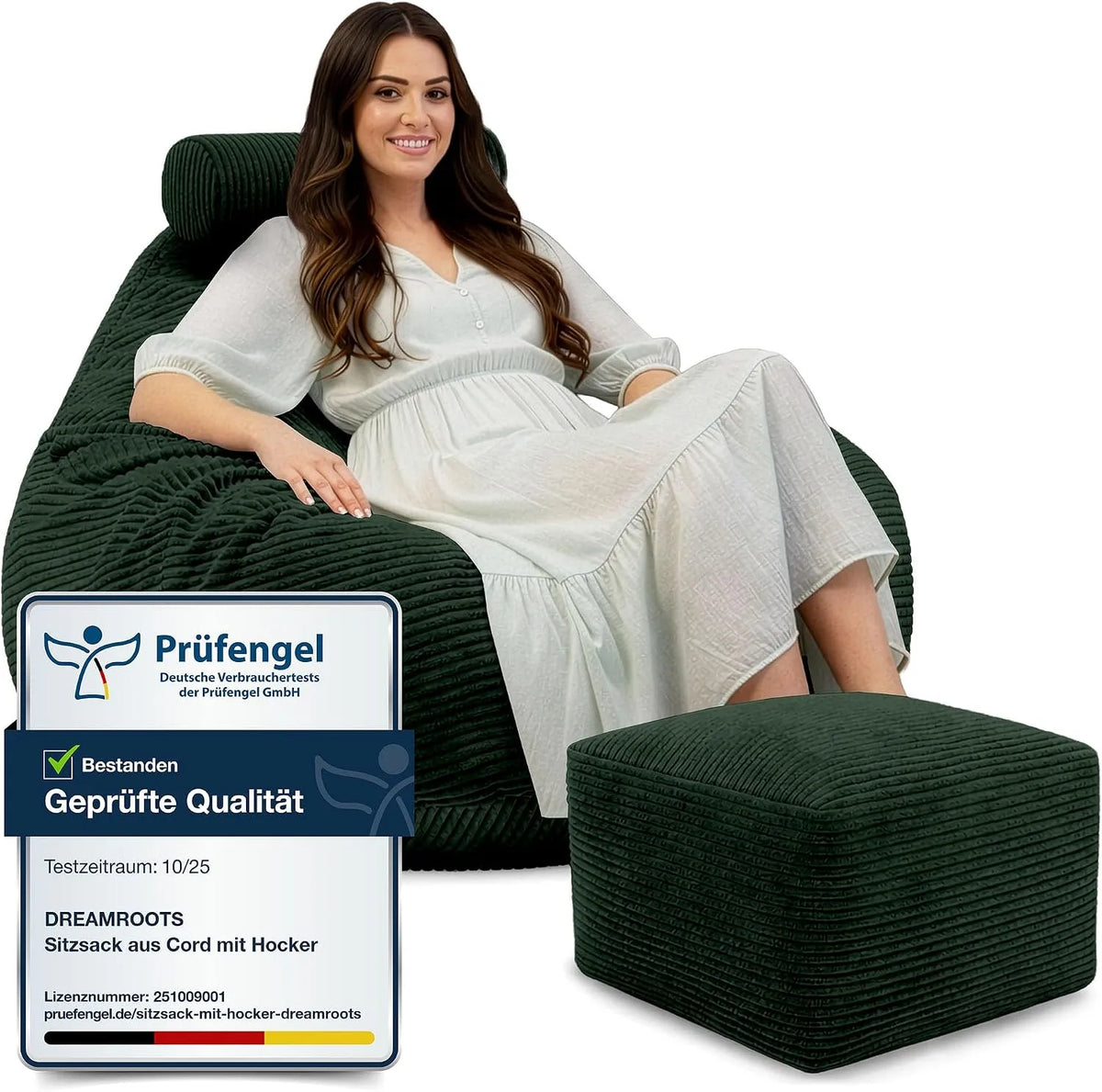 Sitzsack – für Kinder, mit Cordbezug, 90 × 90 × 100 cm