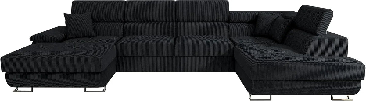 Ecksofa und Wohnlandschaft — Cotere Bis, U-Form, rechte Ausrichtung, mit Cordbezug, mit Bettkasten, mit Schlaffunktion