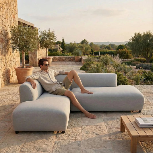 Gartenmöbel-Set und Lounge-Set: wetterfest, aus Aluminium, grau, mit Stoffbezug
