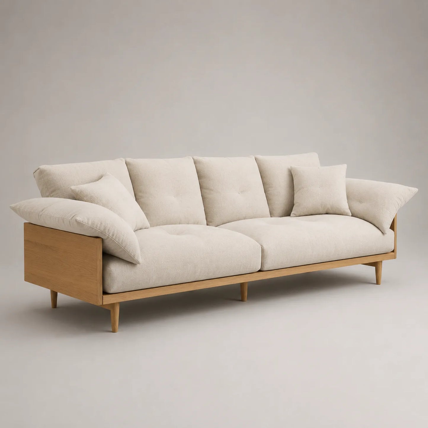 3-Sitzer Sofa Eichenholzrahmen Polyester Beige 220cm