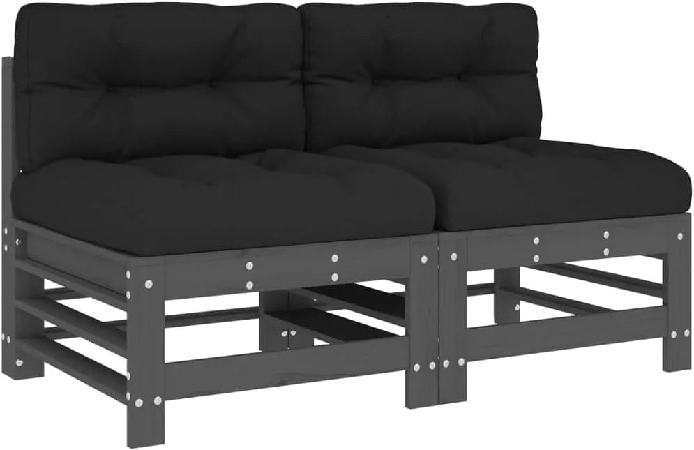 Gartensofa und Outdoor-Loungesofa — STK, modular, mit Kissen, aus Massivholz, 2 STK, grau