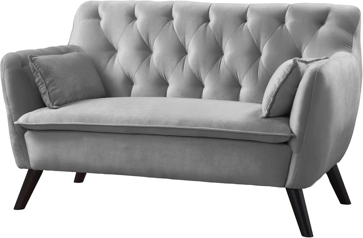 Sofa: mit Samtbezug, 2 Sitzer, 137 × 76 × 79 cm, grau, 2-Sitzer